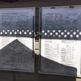 menus on the outside of the building