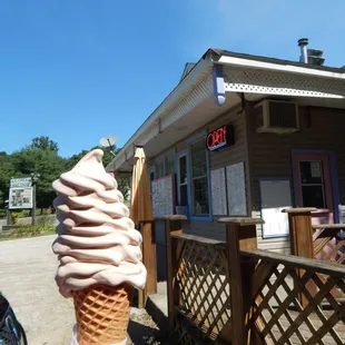 Small twist ice cream on a sugar cone . . .