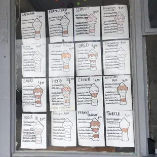 a window display of a variety of ice creams