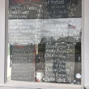 a menu on the window