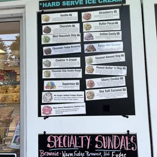 a display of specialty sundaes