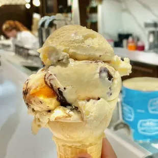 Single Scoop of Bunny Tracks Ice Cream in Cone