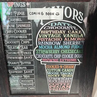 Various ice cream flavors.