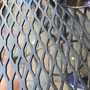 a closeup of a metal table