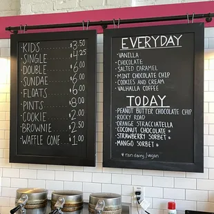 menu as of May 2022