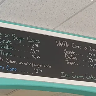 More ice cream prices