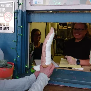 It barely fits out the window.