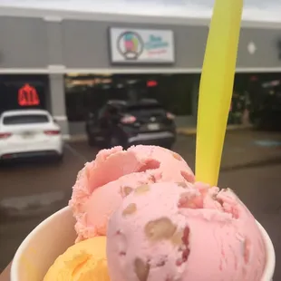 three scoops of ice cream