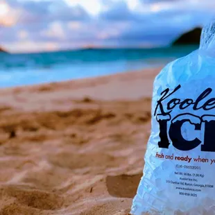 a plastic bag on the beach