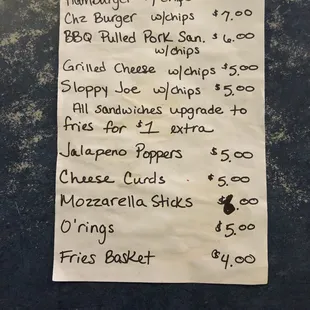 Our temporary menu until we lock in our favorites!