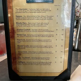 Drink menu