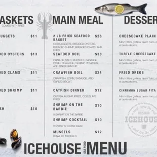 the menu for the icehouse menu