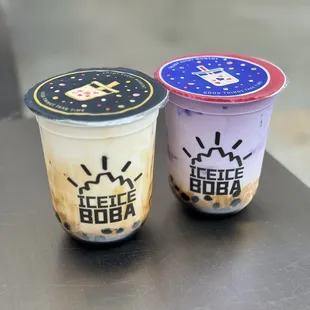 two cups of ice boba