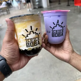 Mango Fluff and Taro Milk Tea