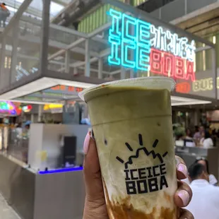 Matcha boba latte