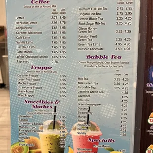 Drink menu