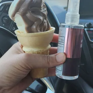 Hand sanitizer is larger than ice cream cone