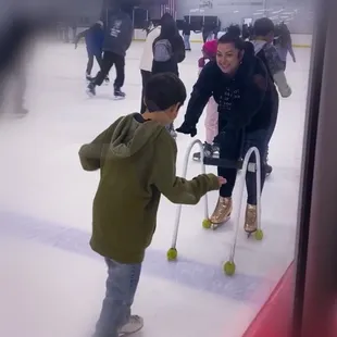 Eli's 1st ice skating lesson with Stassa!
