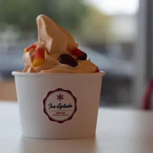 Spiced Pumpkin Frozen Yogurt with Halloween Toppings!