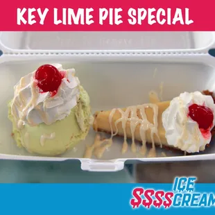 two ice cream sundaes in a styrofoam container