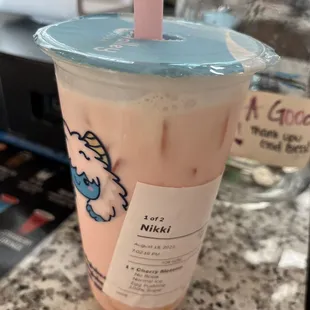 a drink in a plastic cup