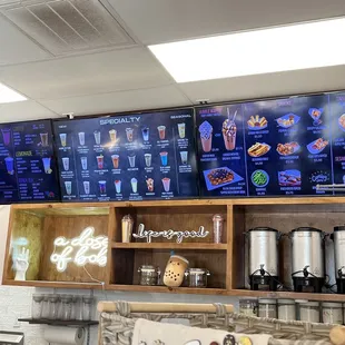 menus on the wall
