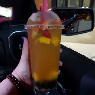 Mix fruit tea with boba