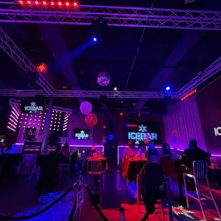 a bar with neon lights