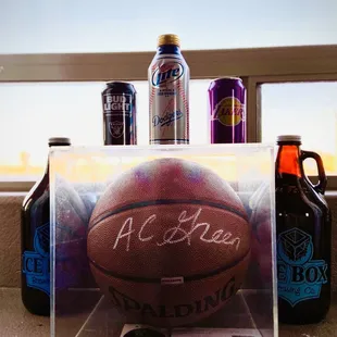 a basketball and beer