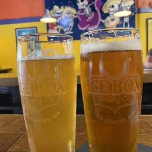 two glasses of beer