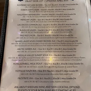 Draft Menu