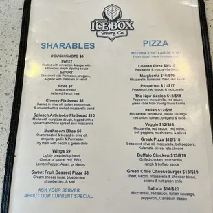 Food menu, 7/20/23