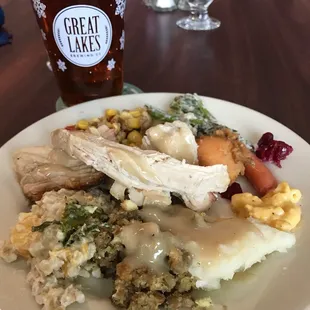 Had to work.  Couldn't leave town with the fam.  Plate 1 of 4.  Nice buffet.