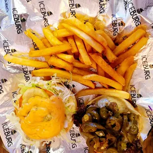 The firebreather burger and fries.