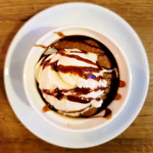 Lava cake with vanilla ice cream. Tiny, but delicious!