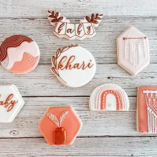 a variety of decorated cookies