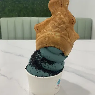 Cookie Monster upside down taiyaki with Nutella filling