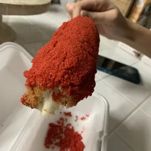 Hot Cheeto Korean corn dog