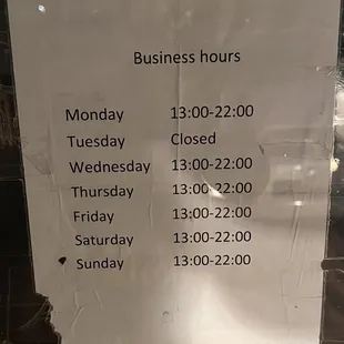 Business hours