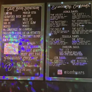 the menu and prices