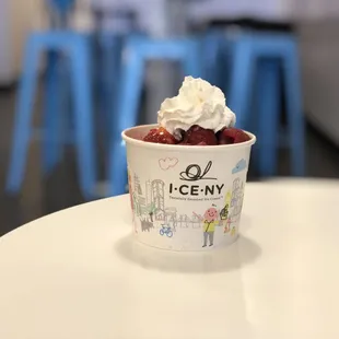 My Strawberry Shortcake rolled ice cream in a cup.