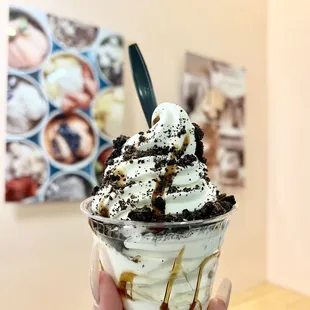 Tiger soft serve topped with Oreo