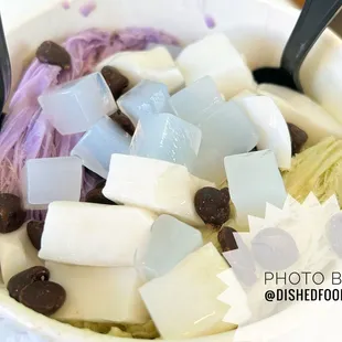 Build Your Own Snow|Ube &amp; Matcha with Coconut Pudding, Lychee, and Chocolate Chip