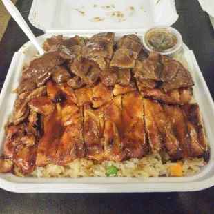 Chicken and beef combo w/fried rice