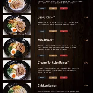 menu, ramen and noodles