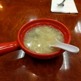 Complimentary egg flower soup