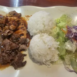 Chicken and beef teriyaki