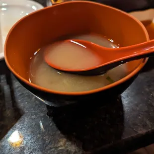 Miso soup comes with the bento box