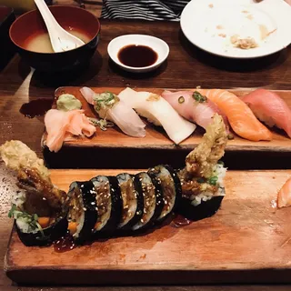 S9. Spider Tempura Roll and 5 Pieces Nigiri Sushi Combo Lunch