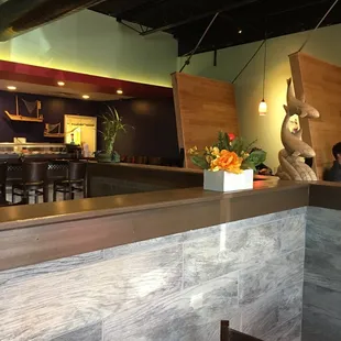 Decor was lovely and unexpected in a strip mall anchored by the tractor store.